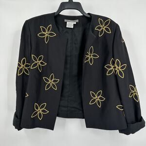 Maggy L Womens Jacket Sz 14 Silk Embroidered Beaded Boho Artsy Elegant Statement